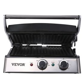 VEVOR Commercial Electric Griddle, 14.5" 1500W Indoor Countertop Grill, Stainless Steel Restaurant Teppanyaki Grill with Non Stick Iron Cooking P