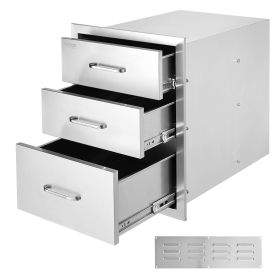 VEVOR 18x23 Inch Outdoor Kitchen Stainless Steel Triple Access BBQ Drawers with Chrome Handle, 18 x23 x 23 Inch