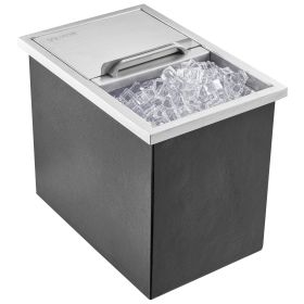 VEVOR Drop in Ice Chest, 18"L x 12"W x 14.5"H Stainless Steel Ice Cooler, Commercial Ice Bin with Sliding Cover, 40.9 qt Outdoor Kitchen Ice Bar