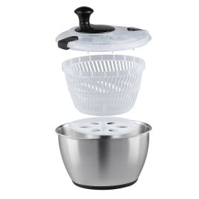 VEVOR Stainless Steel Salad Spinner, 4.75Qt, One-handed Easy Press Large Vegetable Dryer Washer