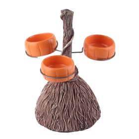 Halloween Resin Pumpkin Bowls On Broom for Serving Snacks Salad Fruit Halloween Party Supplies Decorations (Option: as picture)