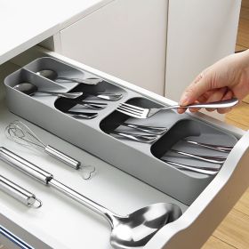 1pc Multifunctional Knife And Fork Compartment Storage Box; Cutlery Spoon Box Knife And Fork Divider Organizer; Kitchen Drawer Storage Box Tray; (Material: Plastic)